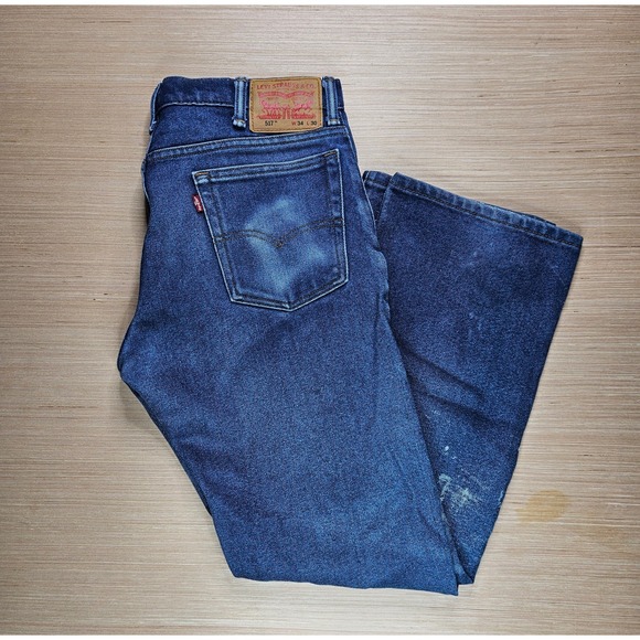 Levi's 517 Boot Cut Jeans Mens Size 34x30 Blue Denim Distressed READ STAINS - Picture 1 of 16